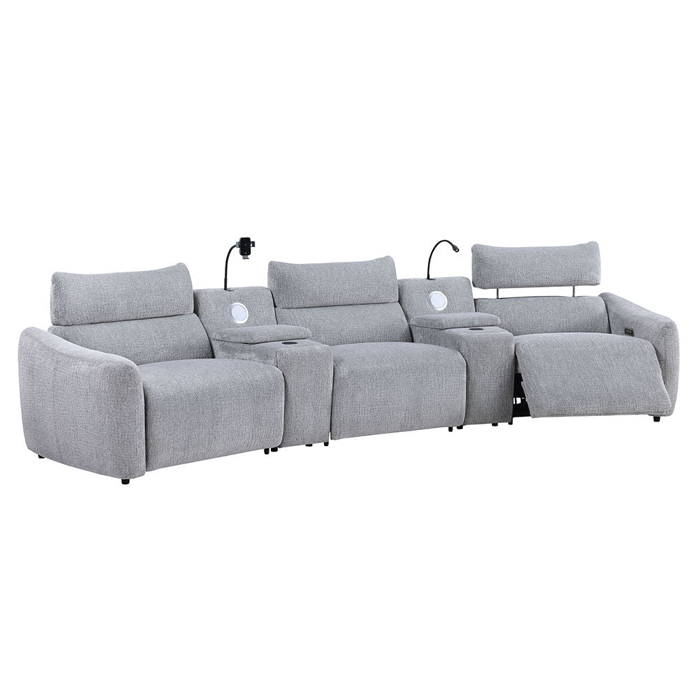 Fullar - Modular Power Motion Armless Recliner - Light Gary Chenille - Urban Living Furniture (Los Angeles, CA)