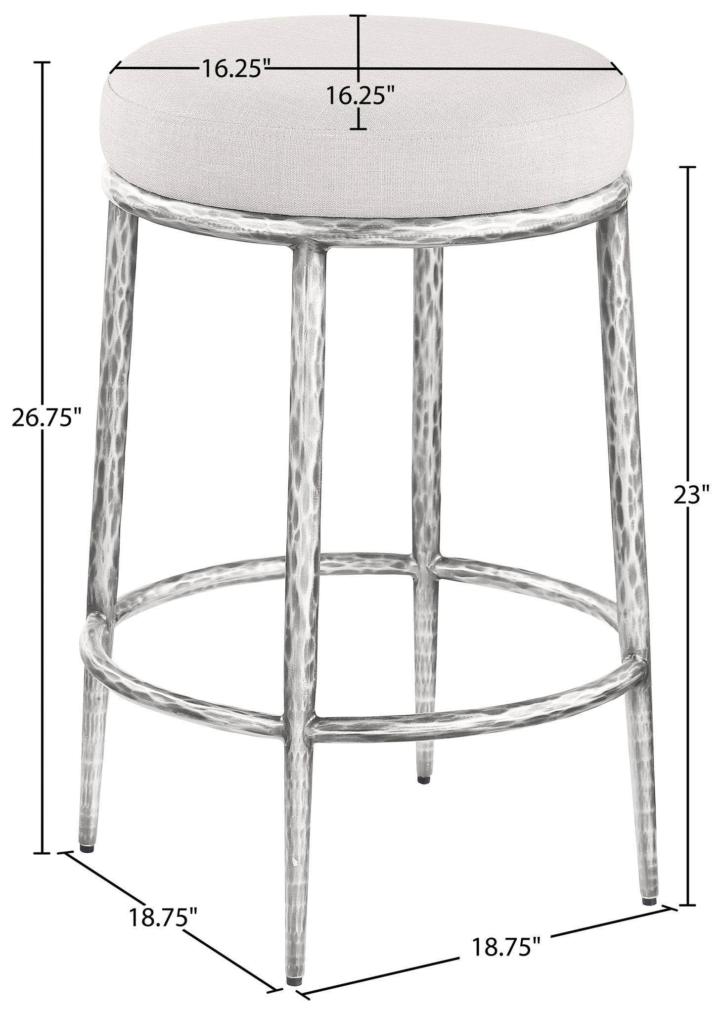 Ferro - Upholstered Backless Counter Stool With Brushed Silver Base