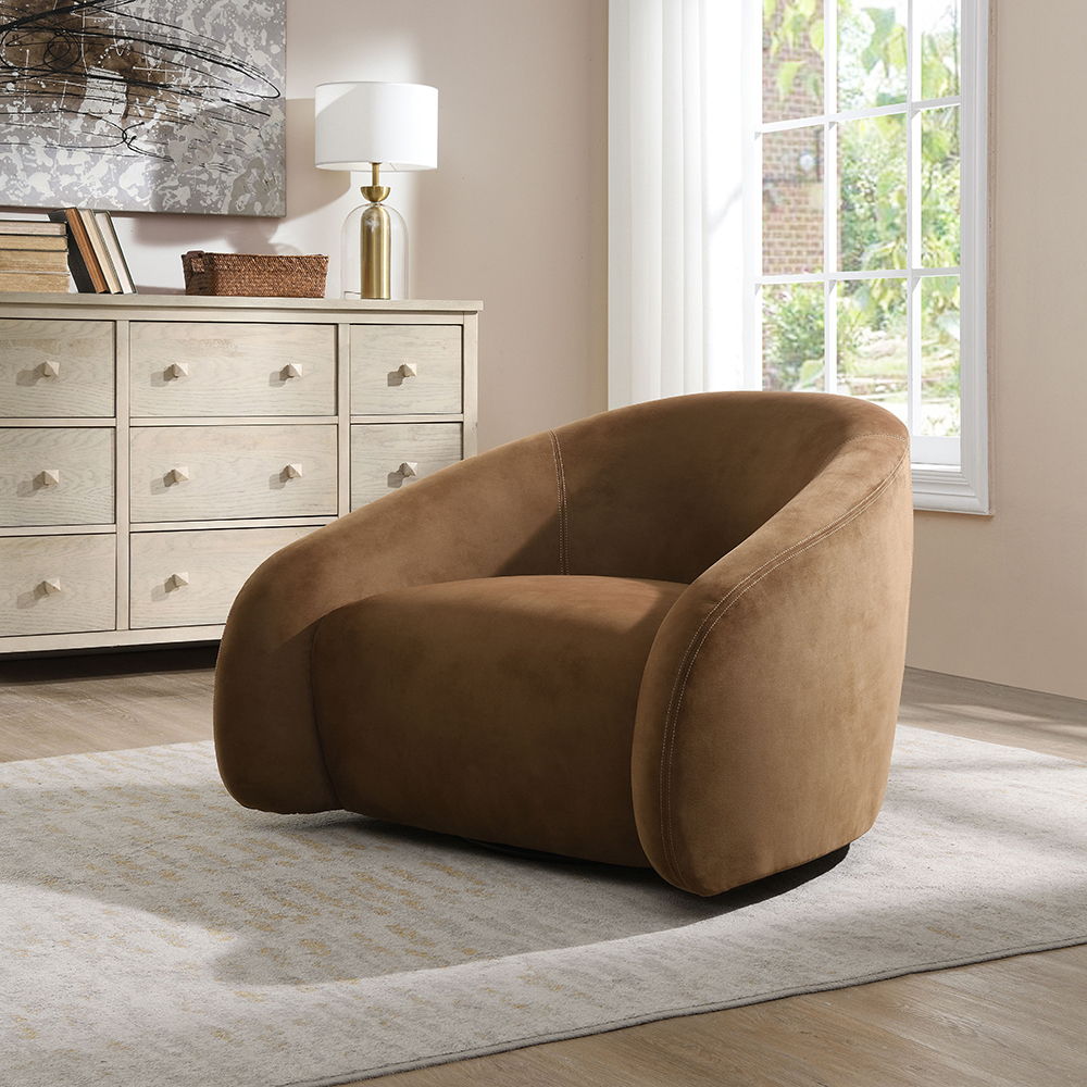 Zoey - Accent Chair With Swivel - Chocolate Suede - Urban Living Furniture (Los Angeles, CA)