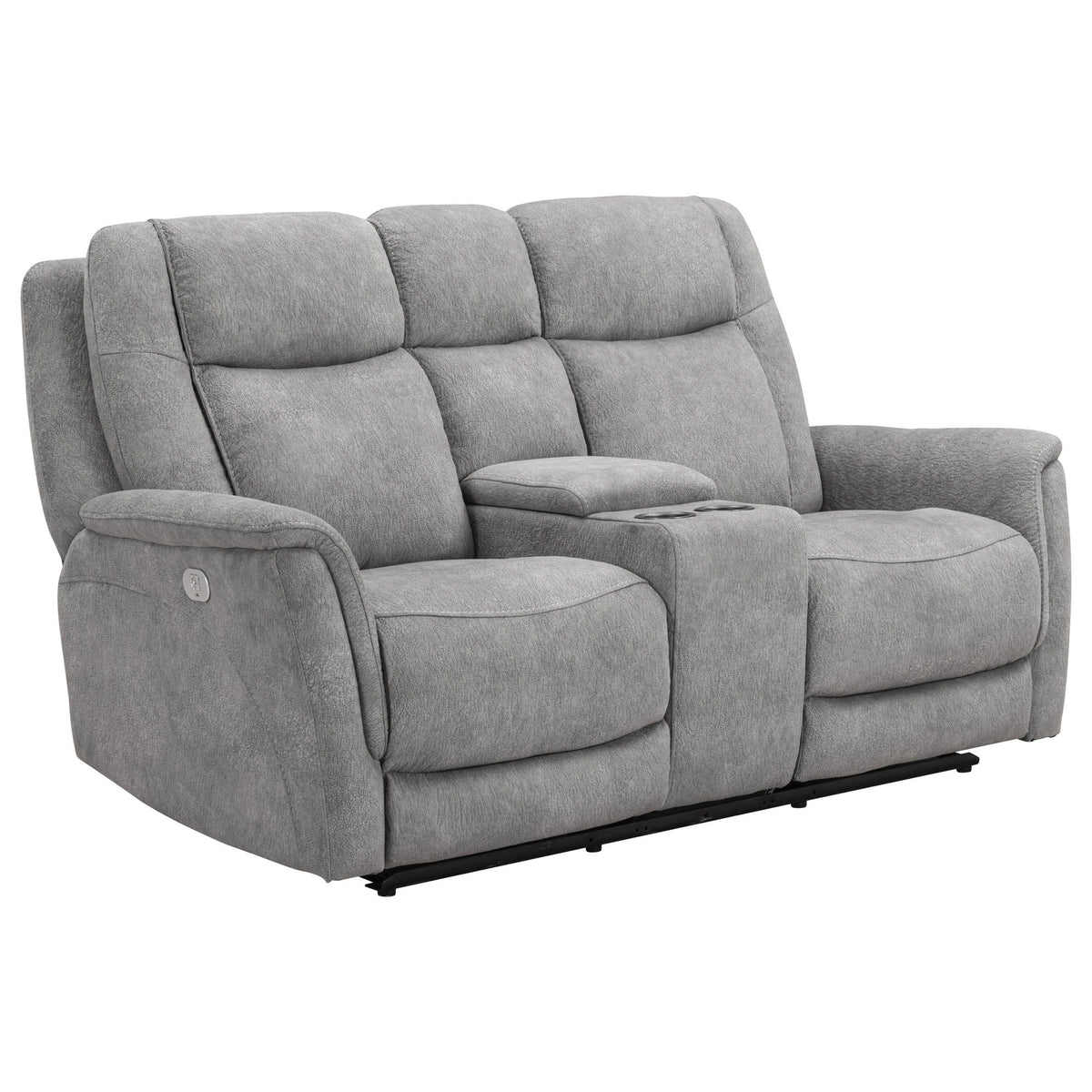 Linus - Zero Gravity Power Reclining Console Loveseat - Hudson Gray