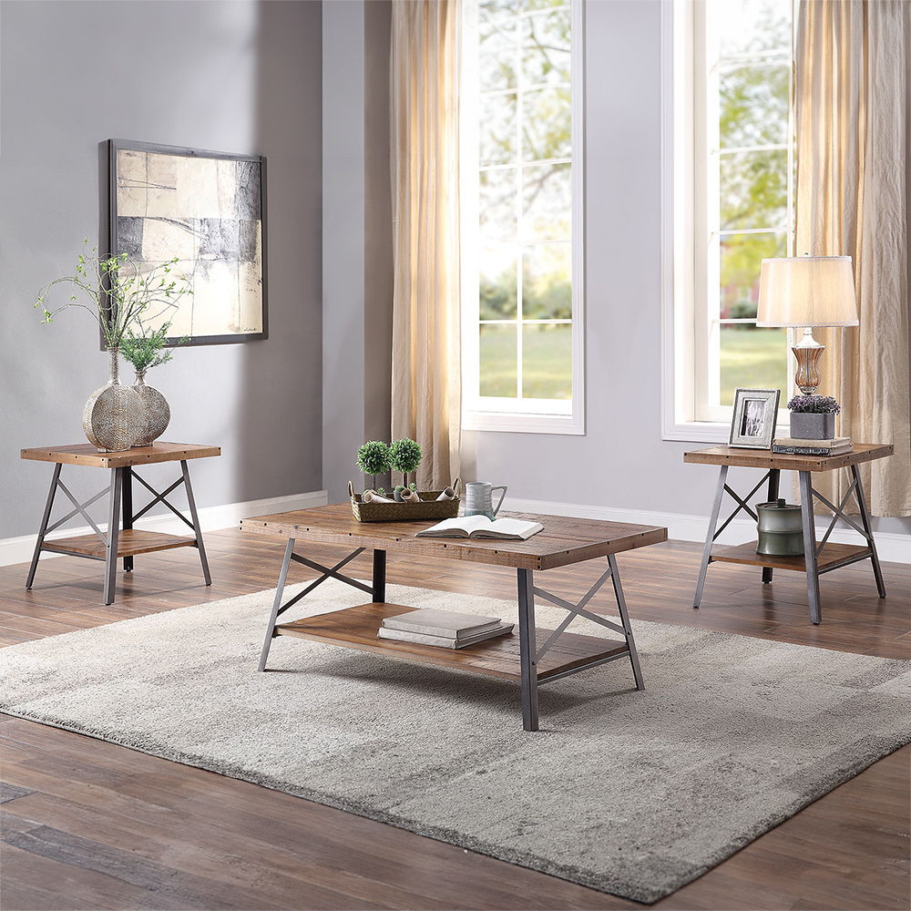 Ikram - Coffee Table - Weathered Oak & Sandy Black - Urban Living Furniture (Los Angeles, CA)