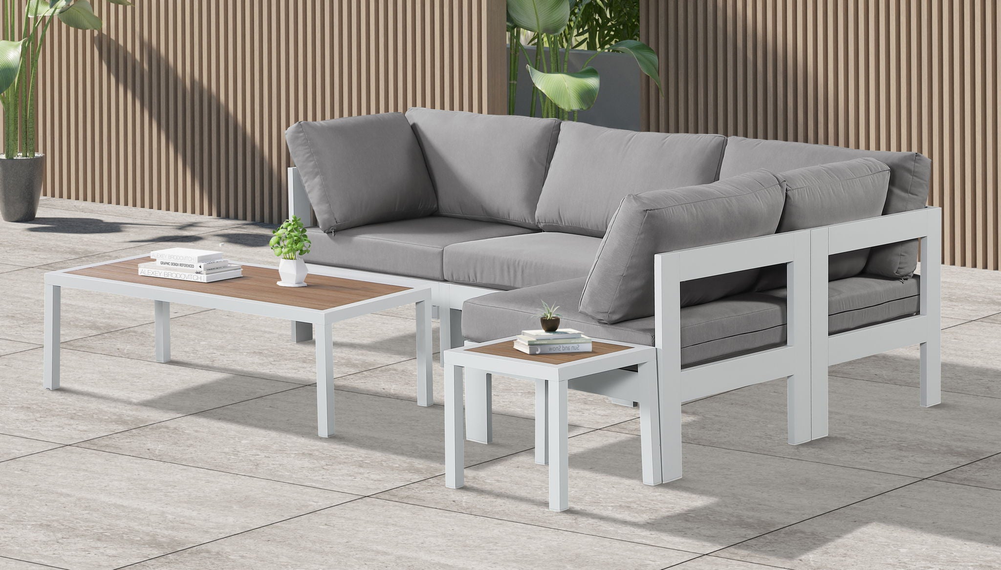 Nizuc - Outdoor Patio 4 Piece Modular Sectional With White Frame - Urban Living Furniture (Los Angeles, CA)