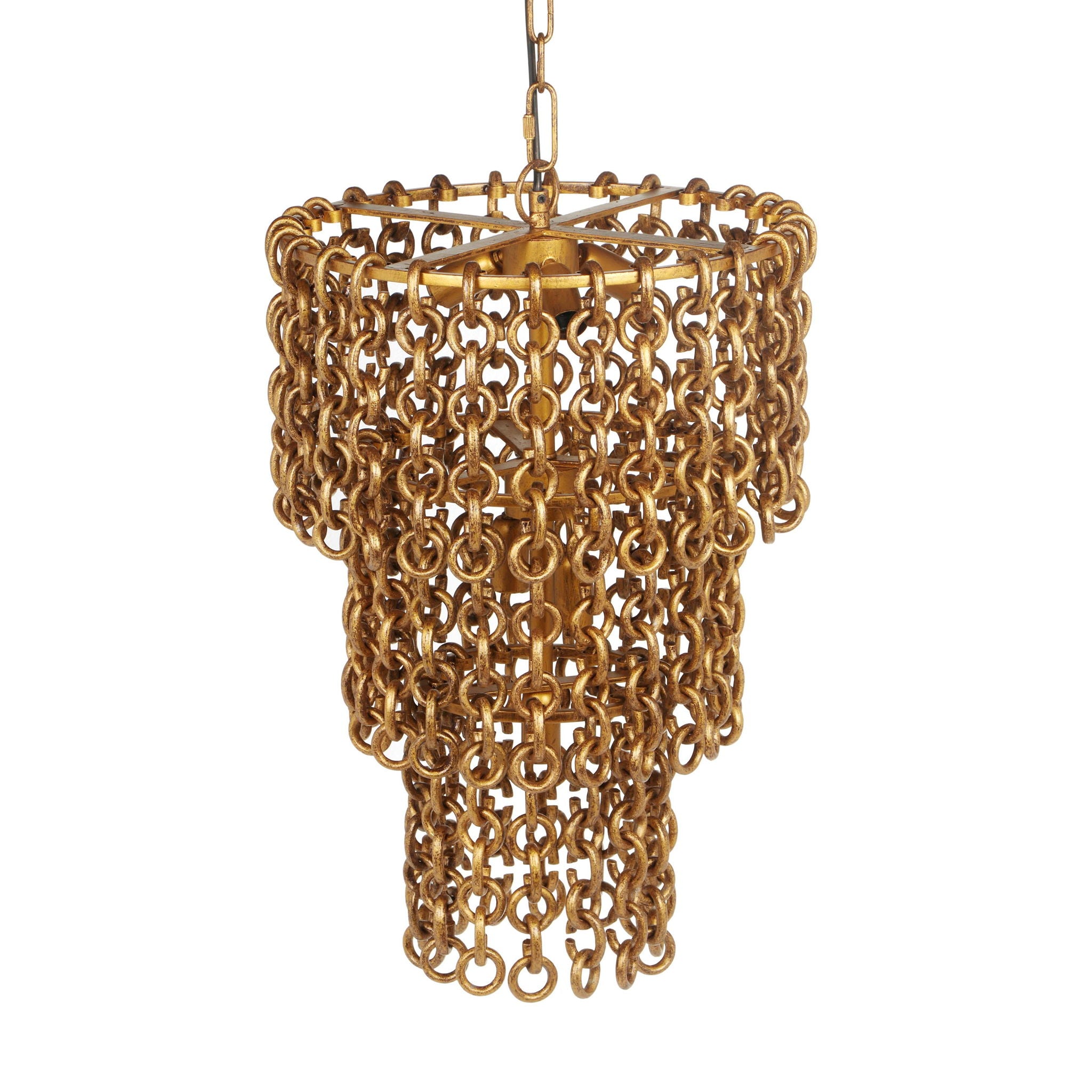 Nirsa - Brass Chain Link 3-Tier Chandelier - Gold - Urban Living Furniture (Los Angeles, CA)