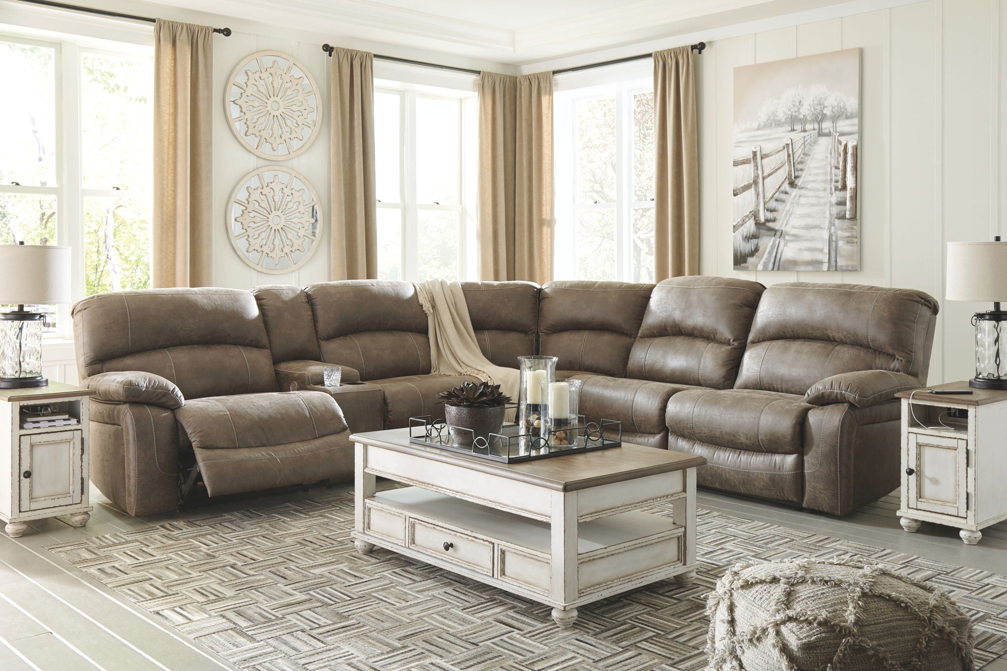 Segburg - Driftwood - Left Arm Facing Power Sofa with Console 4 Pc Sectional - Urban Living Furniture (Los Angeles, CA)