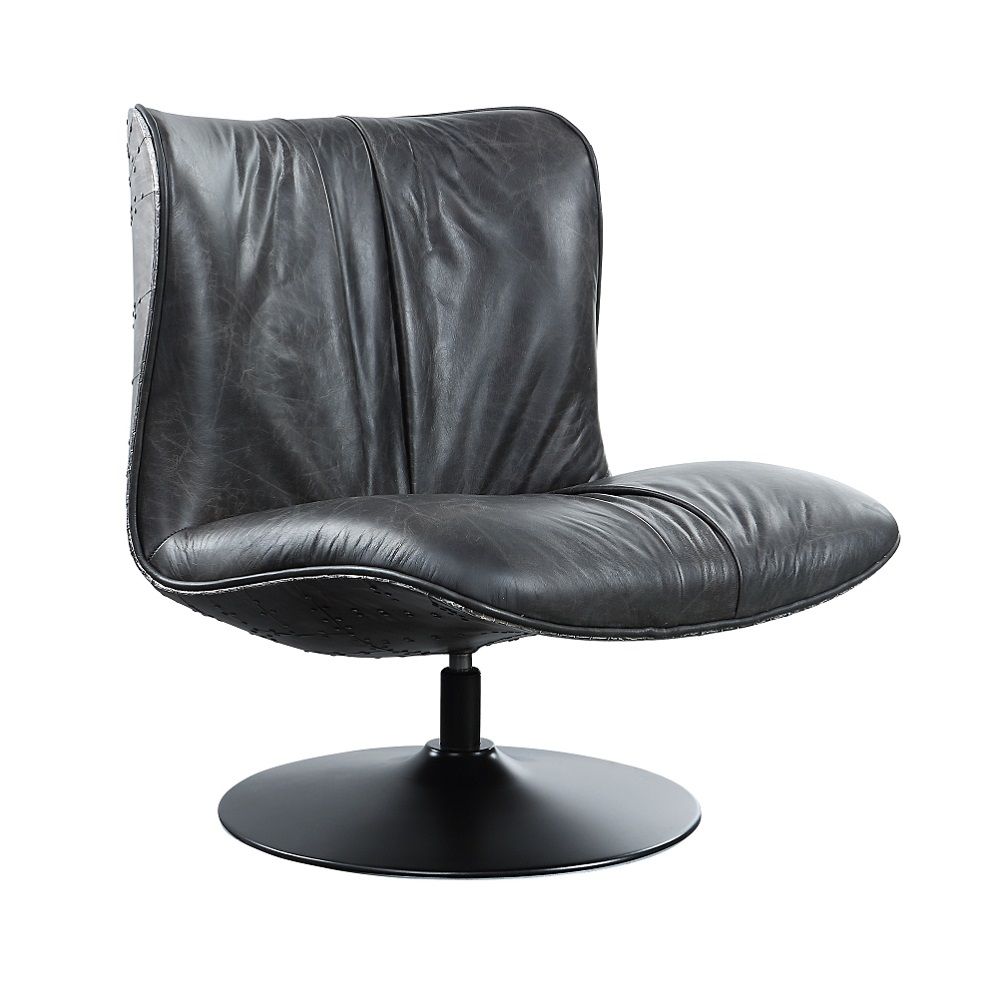 Piotr - Accent Chair With Swivel - Black Top Grain Leather - Urban Living Furniture (Los Angeles, CA)