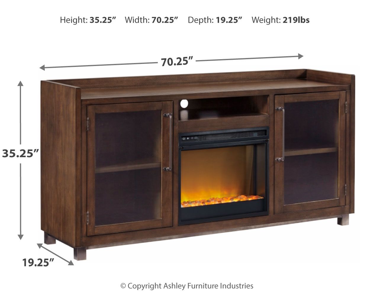 Starmore - 70" TV Stand With Glass/Stone Fireplace Insert - Brown - Urban Living Furniture (Los Angeles, CA)