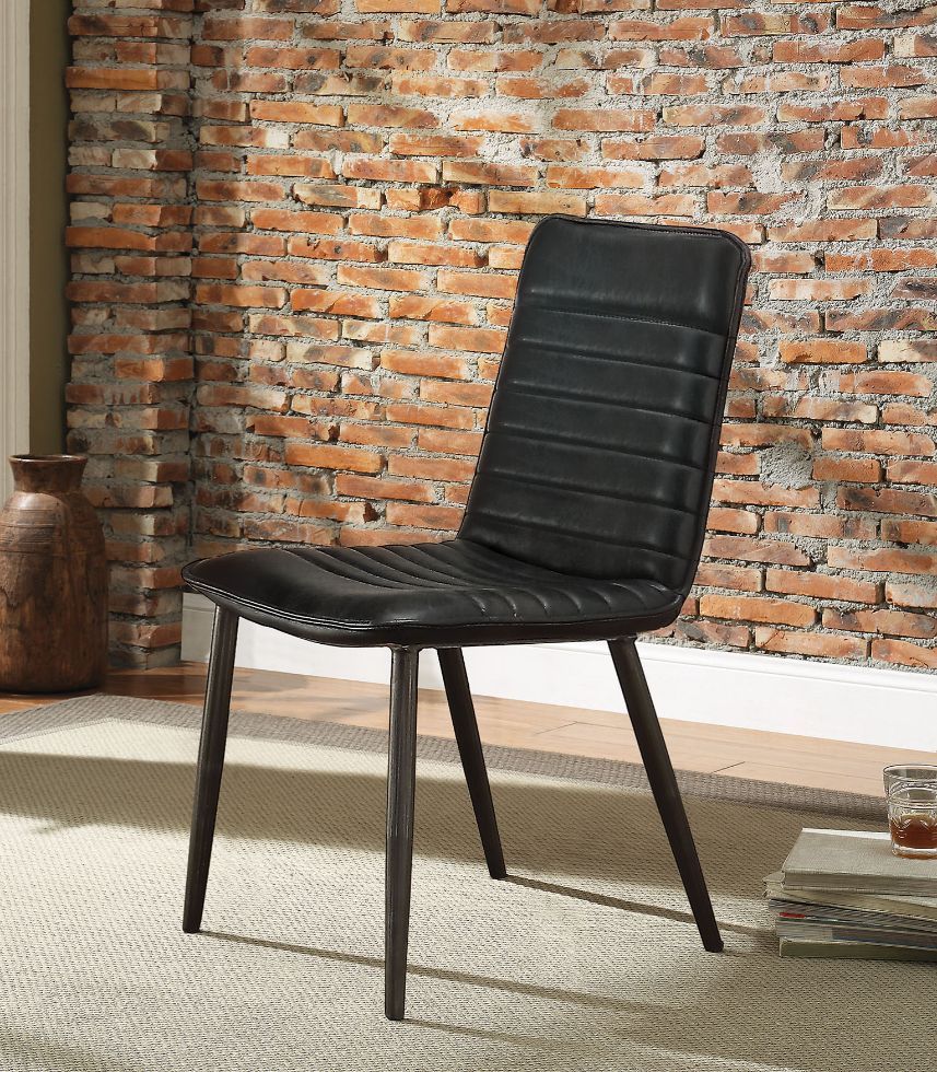 Hosmer - Side Chair (Set of 2) - Black Top Grain Leather & Antique Black - Urban Living Furniture (Los Angeles, CA)