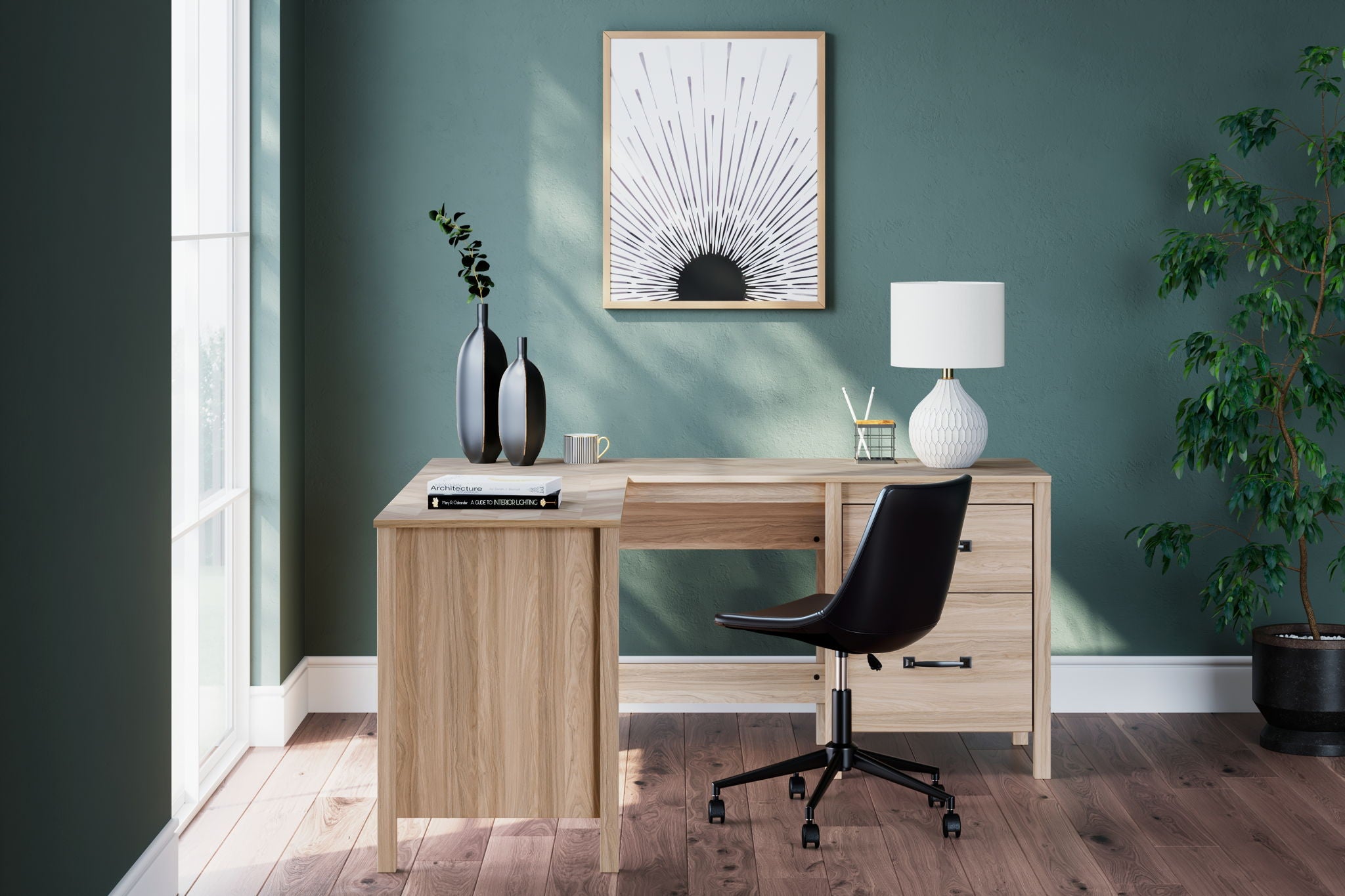 Battelle - Tan - 60" Home Office Desk With Return - Urban Living Furniture (Los Angeles, CA)