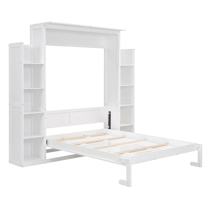 Wall Murphy Bed With Shelves And LED Lights