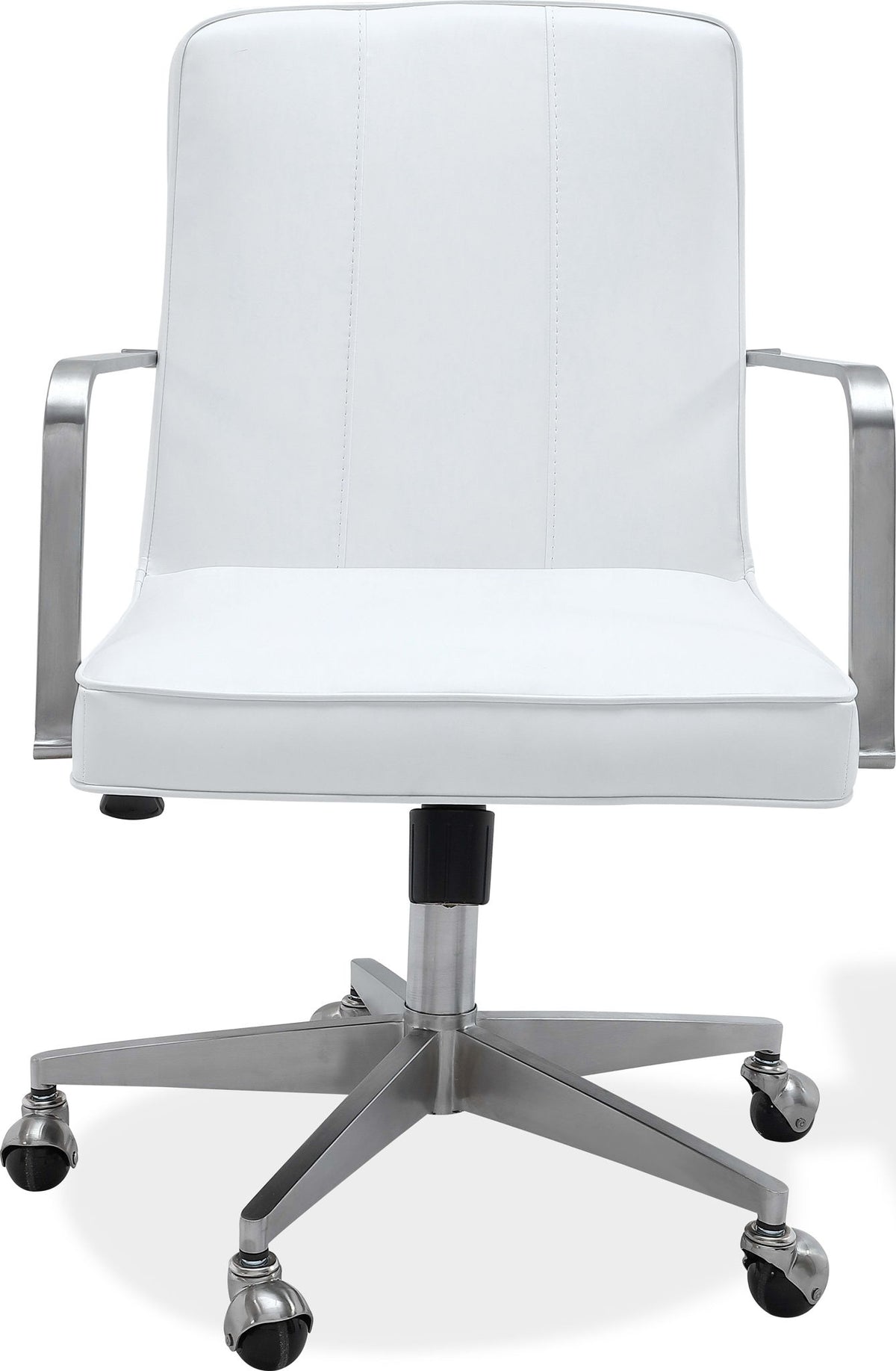 One - Metal Frame Leather Home Office Chair - Brushed Stainless Steel And White