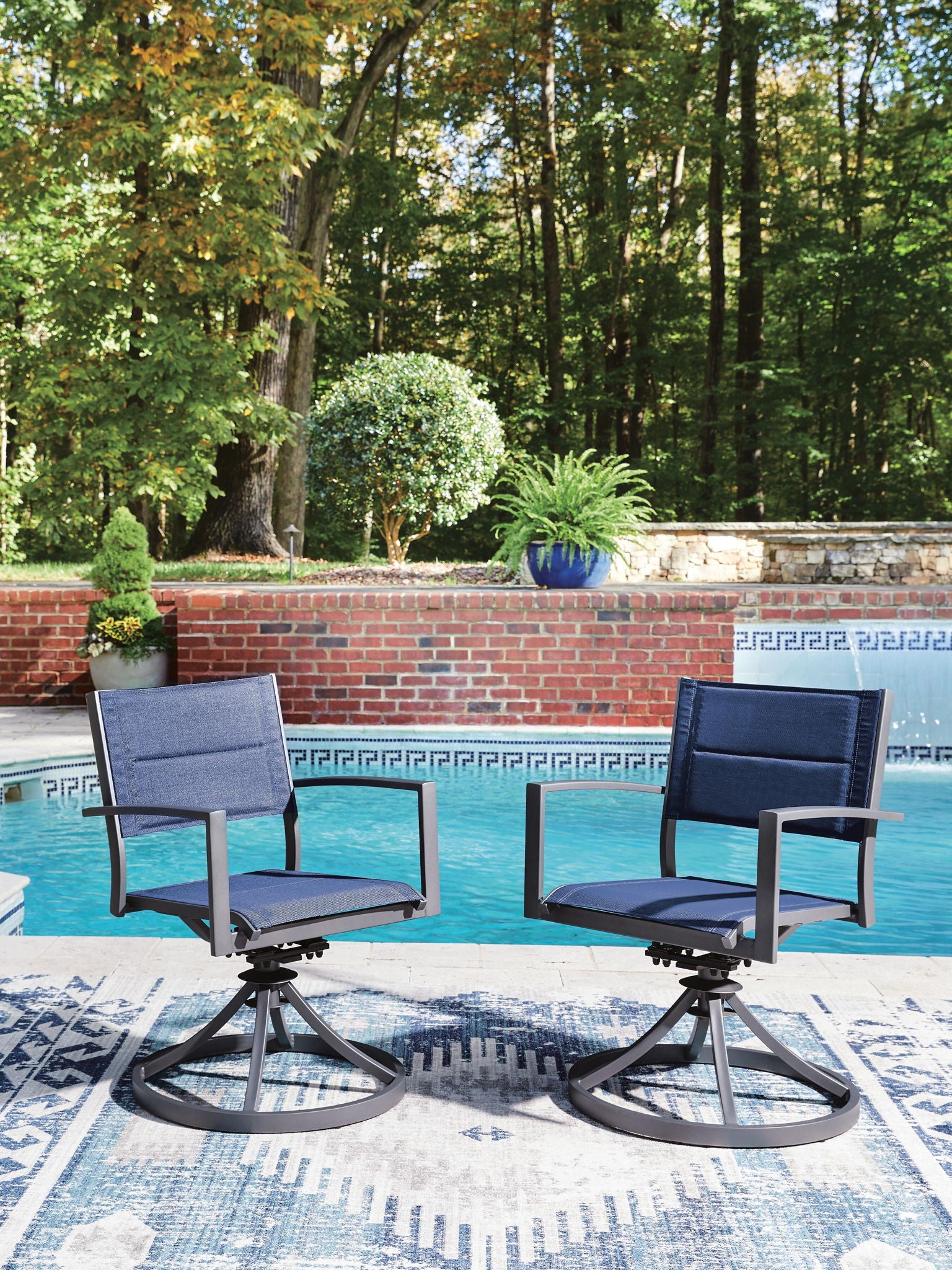 Rocky Creek - Sling Swivel Chair (Set of 2) - Blue / Gray - Urban Living Furniture (Los Angeles, CA)