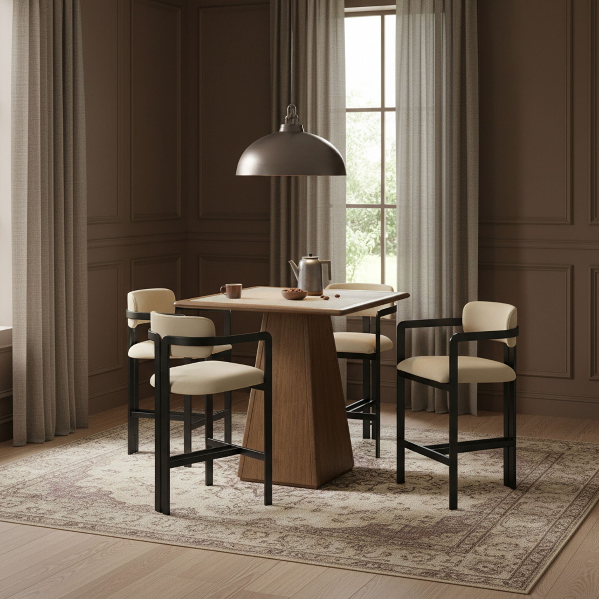 Aurum - Vegan Leather Upholstered Counter Stool With Graphite Black Base