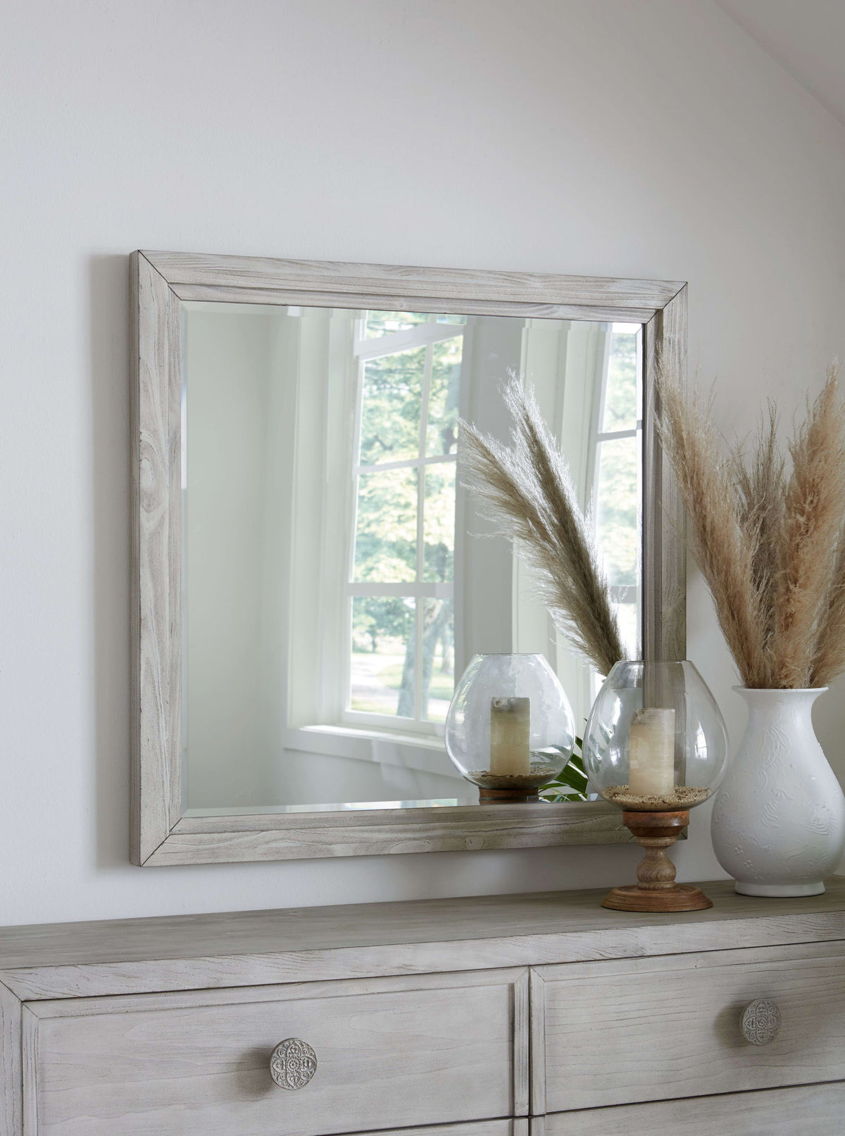 Boho Chic - Plain Mirror - Washed White