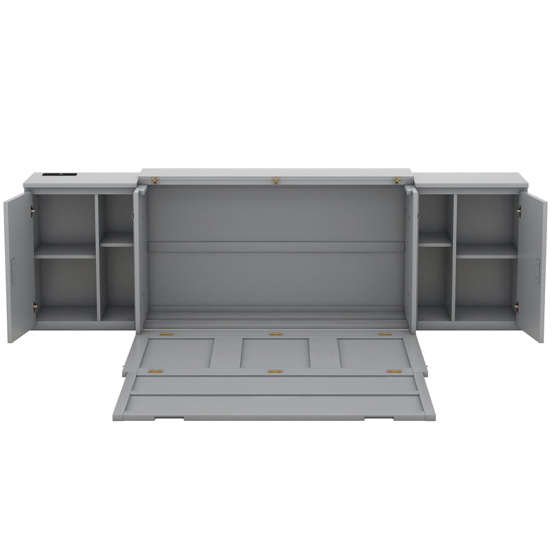 Murphy Bed With Shelves, Cabinets And USB Ports