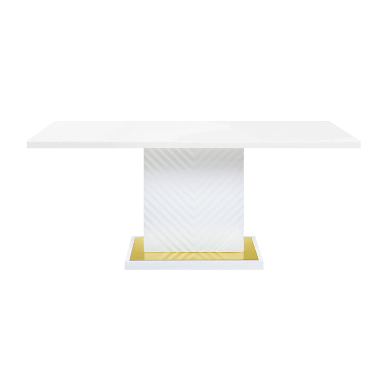 Gaines - High Gloss Dining Table With Pedestal Base