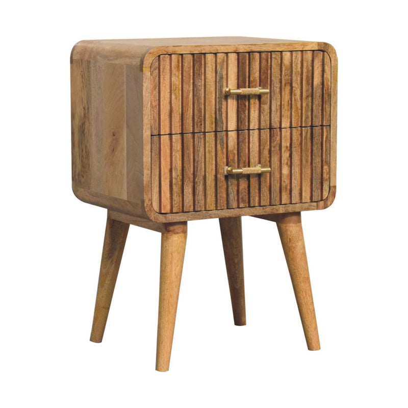 T Bar Ridged Nightstand - Oak
