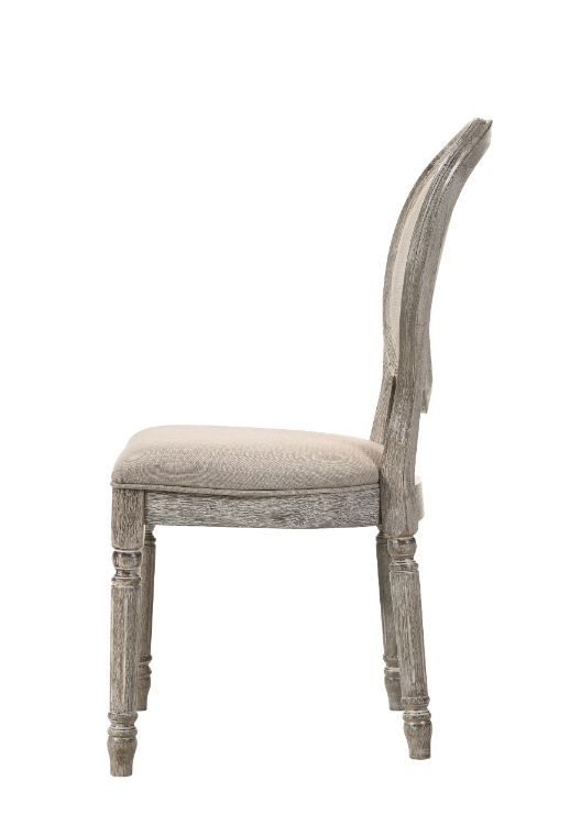 Faustine - Side Chair (Set of 2) - Tan Fabric & Salvaged Light Oak - Urban Living Furniture (Los Angeles, CA)