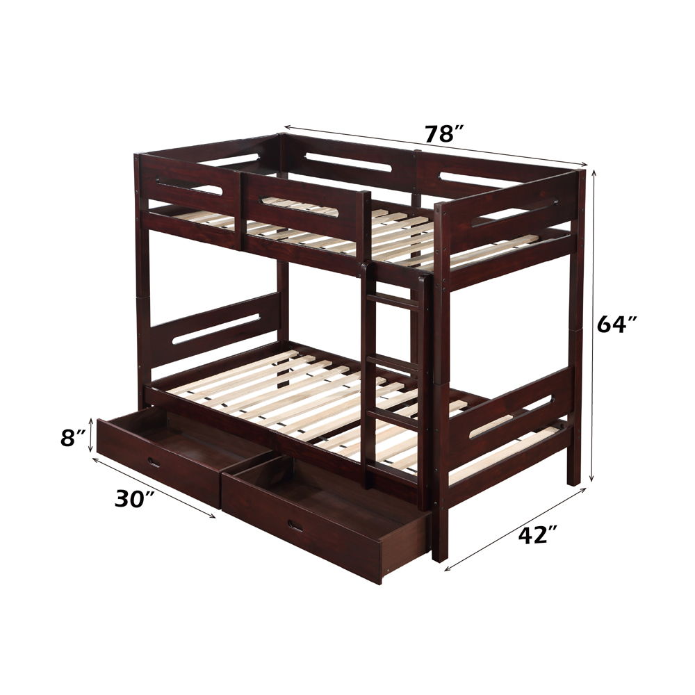 Nissa - Twin Over Twin Bunk Bed - Espresso - Urban Living Furniture (Los Angeles, CA)
