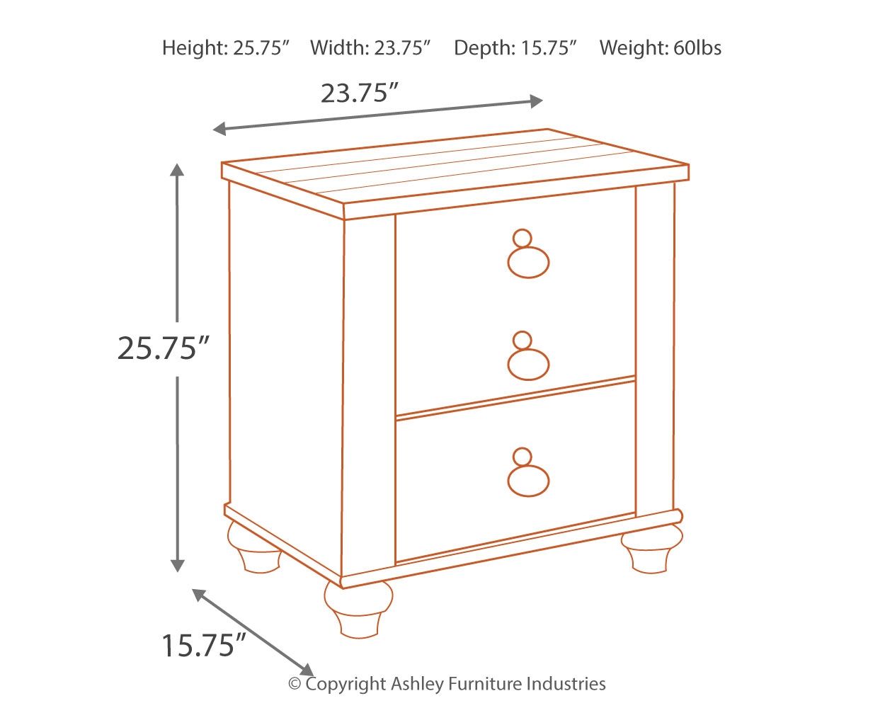 Willowton - Brown / Beige / White - Two Drawer Night Stand - Urban Living Furniture (Los Angeles, CA)