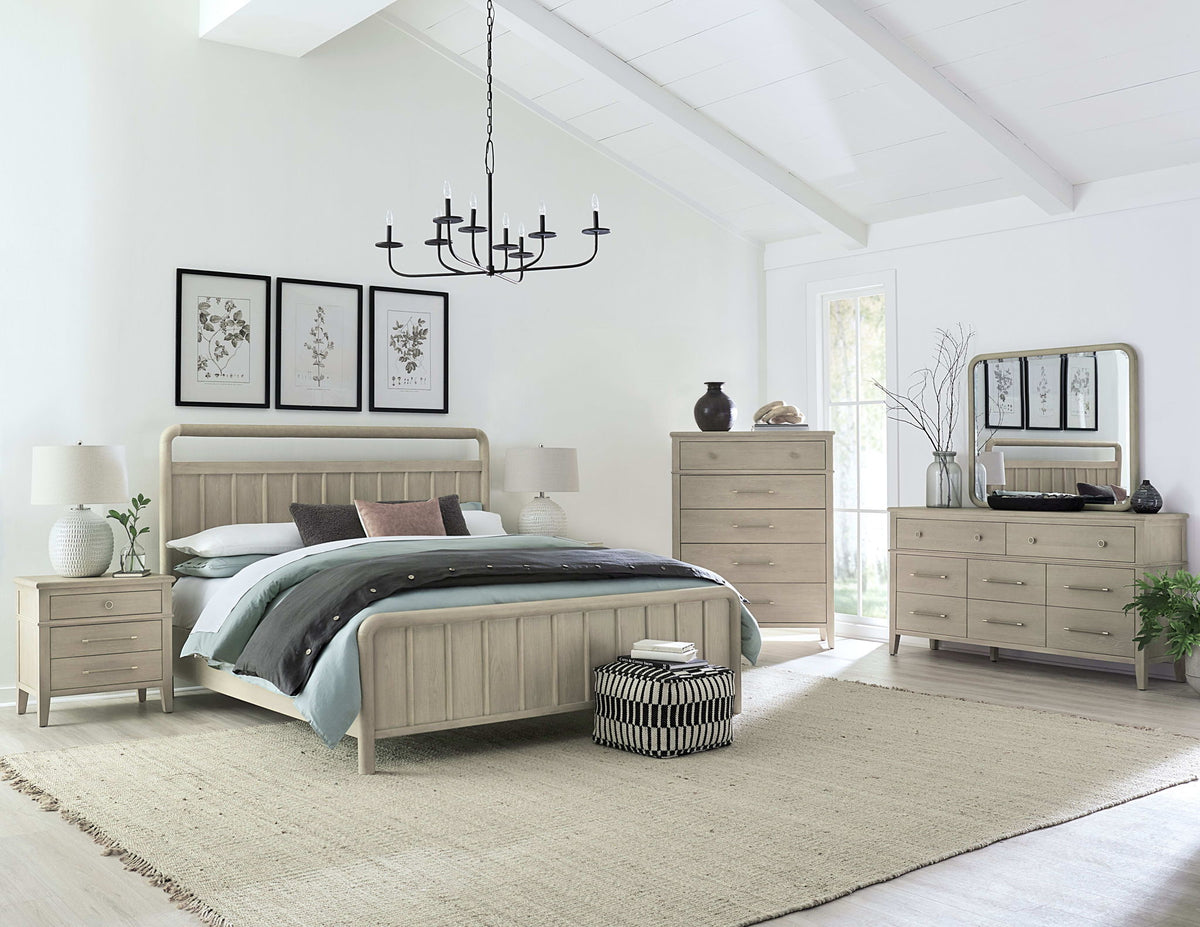 Camden - Five Drawer Oak Wood Chest - Chai
