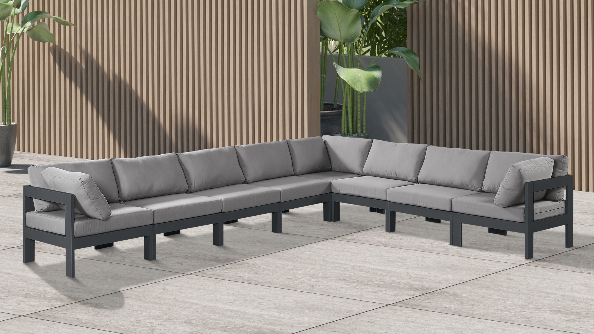 Nizuc - Outdoor Patio 8 Piece Modular Sectional With Gray Frame - Urban Living Furniture (Los Angeles, CA)