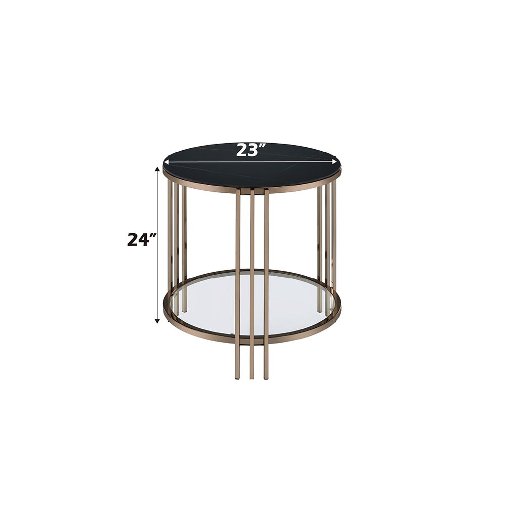 Zaidee - End Table - Sintered Stone & Champagne - Urban Living Furniture (Los Angeles, CA)