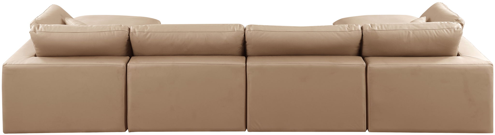 Comfy - 6 Piece Faux Leather Modular Double Chaise Sectional - Tan - Urban Living Furniture (Los Angeles, CA)