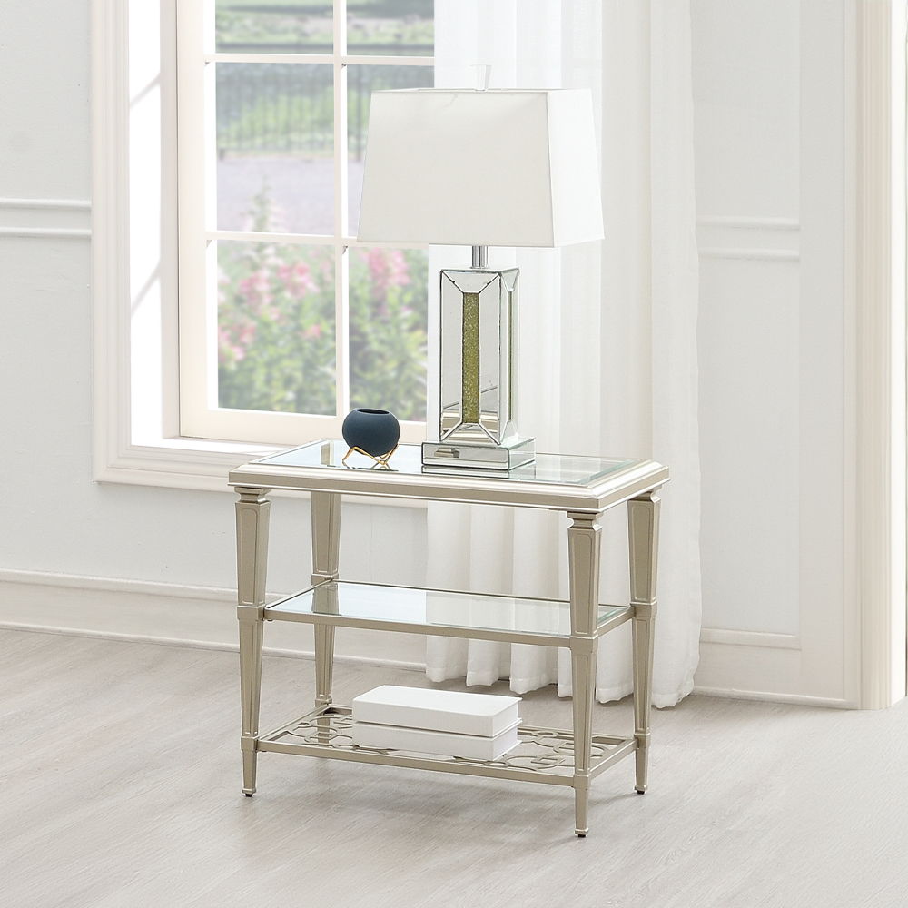 Zaba - End Table - Glass Top & Silver - Urban Living Furniture (Los Angeles, CA)