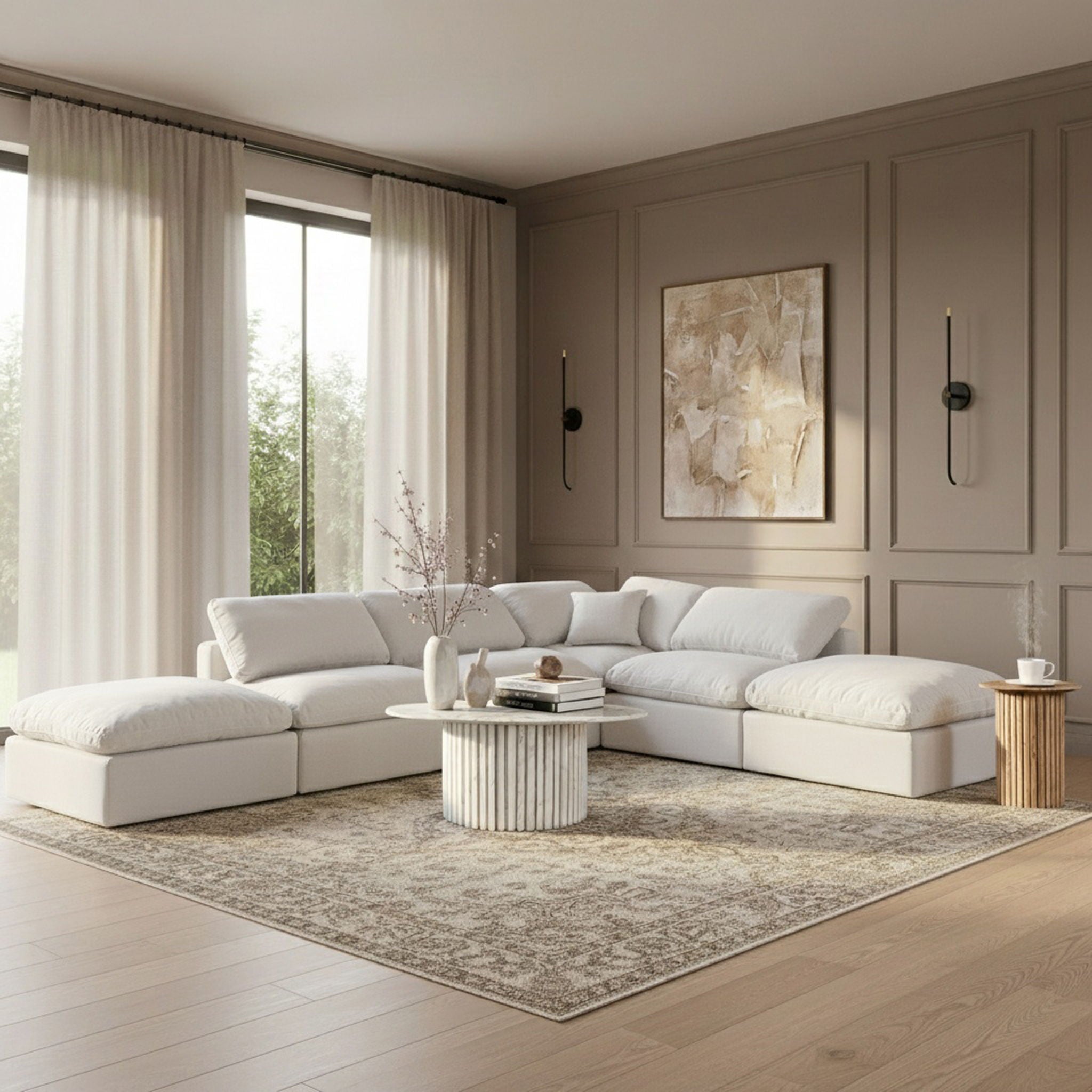Indulge - Linen 6 Piece Modular Armless Sectional - White - Urban Living Furniture (Los Angeles, CA)