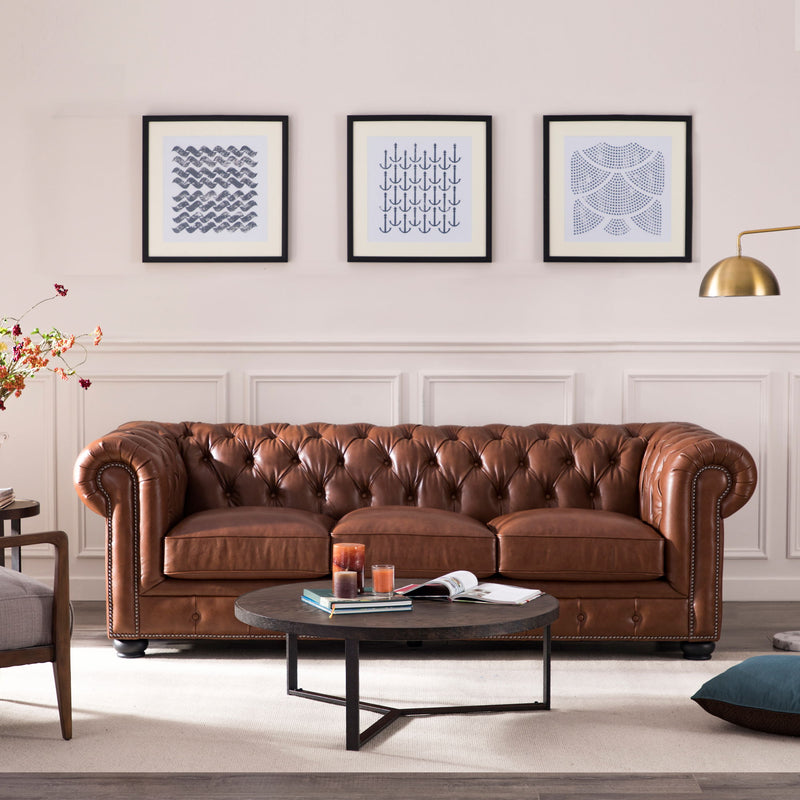 Traditional Tufted Leather Chesterfield Nailhead Sofa - Urban Living Furniture (Los Angeles, CA)
