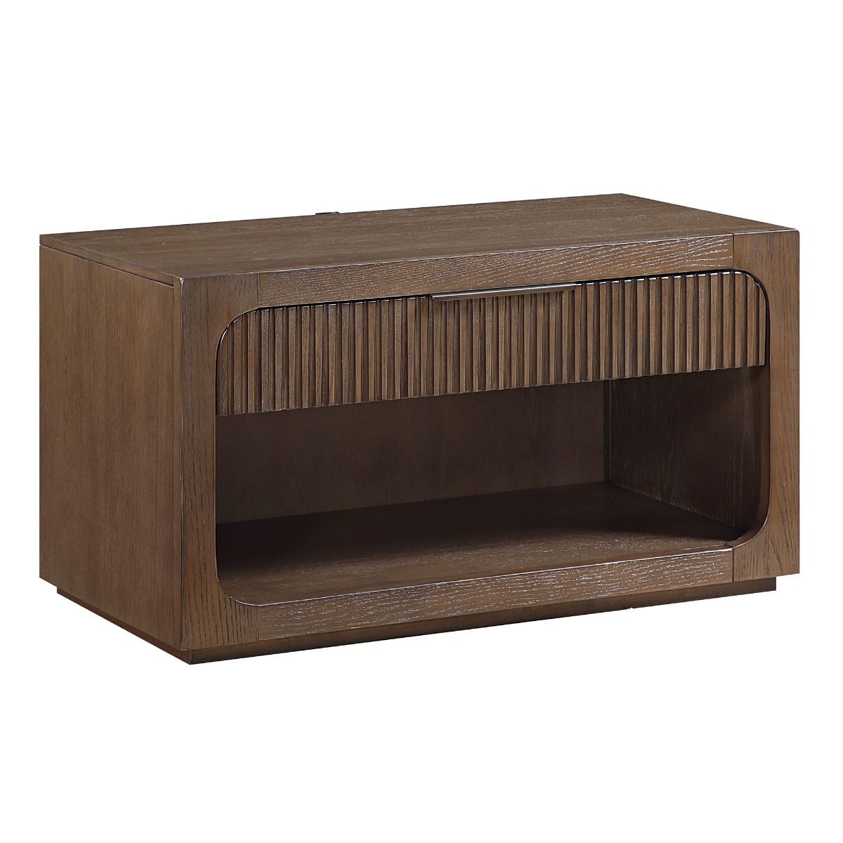 Leanna - Nightstand With Wood Top - Brown Oak