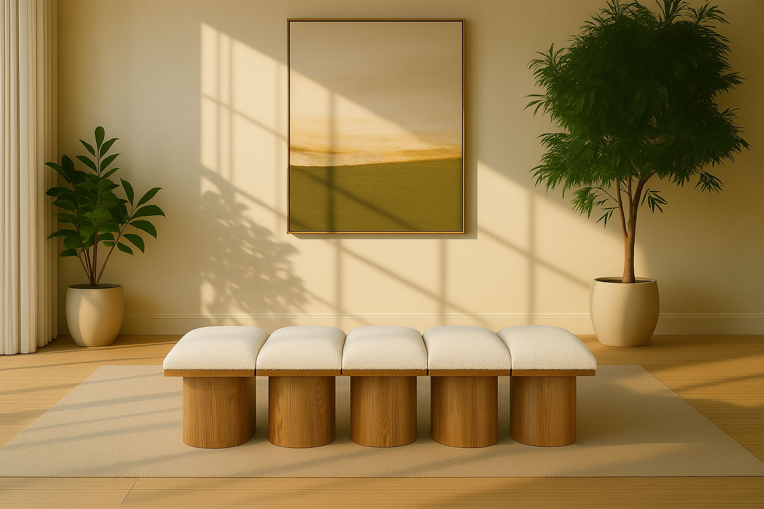 Pavilion - 5 Piece Modular Bench With Walnut Base