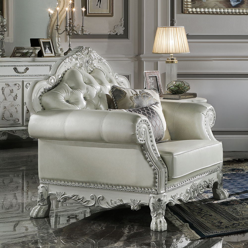 Dresden - Chair With 2 Pillows - Synthetic Leather & Bone White - Urban Living Furniture (Los Angeles, CA)