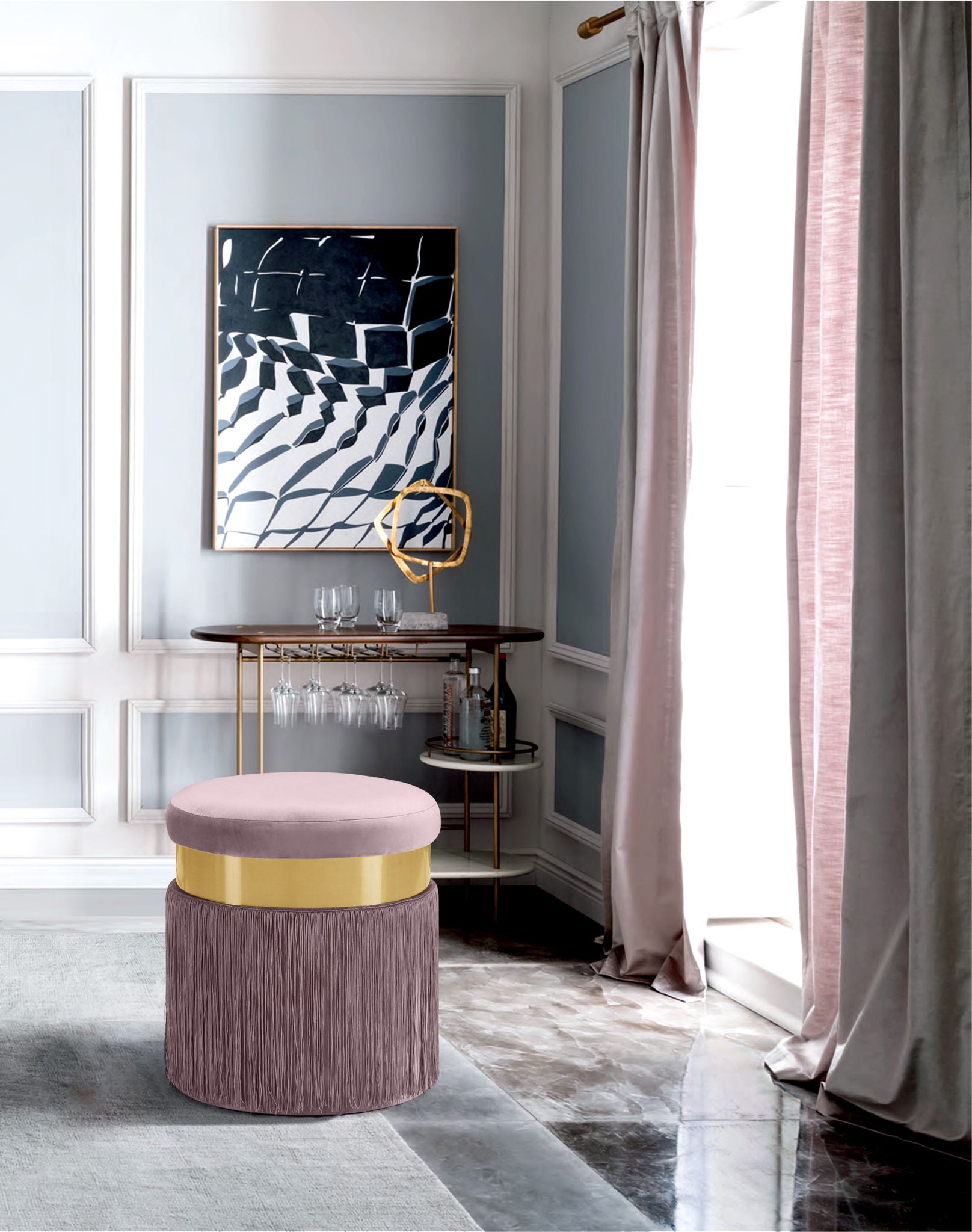 Yasmine - Stool Ottoman - Urban Living Furniture (Los Angeles, CA)