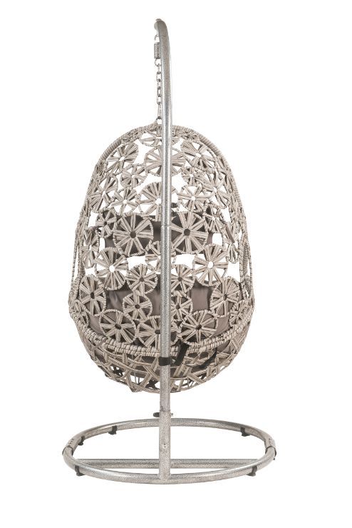 Sigar - Patio Swing Chair - Light Gray Fabric & Wicker - Urban Living Furniture (Los Angeles, CA)