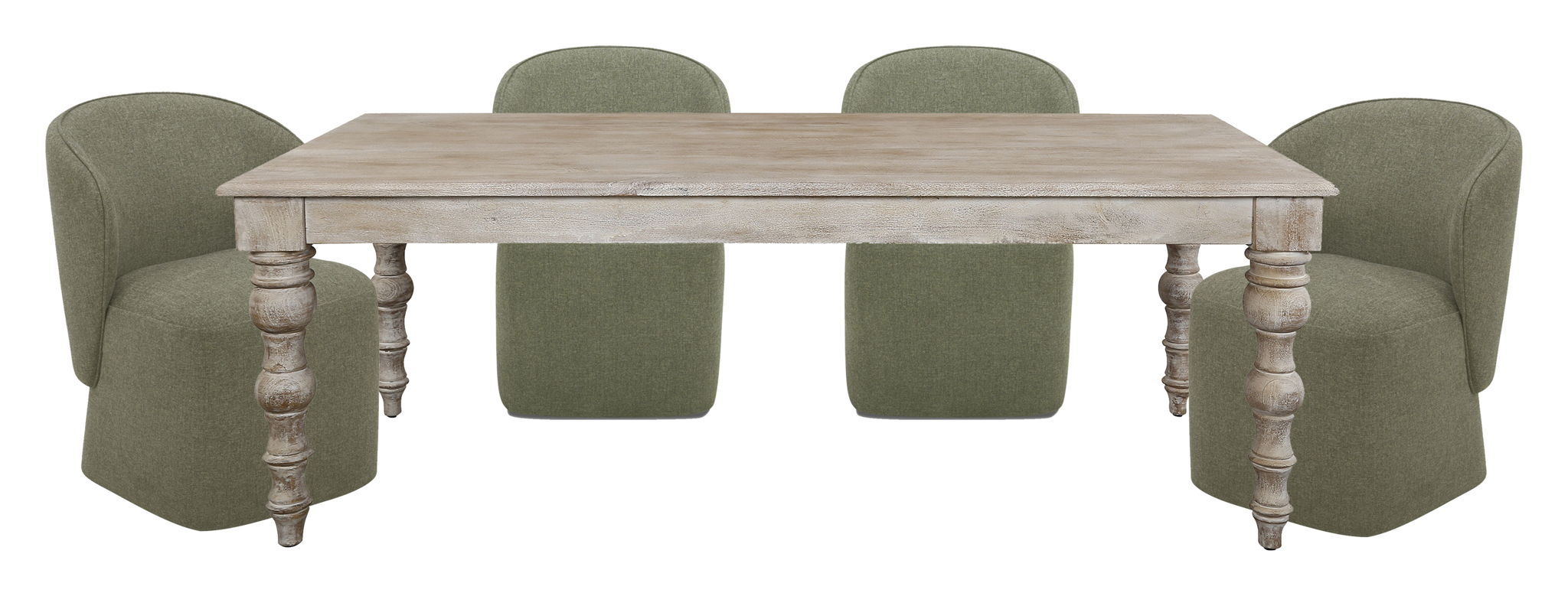 Crossings - Rectangular Dining Table With 4 Upholstered Chairs - Whitewash & Green - Urban Living Furniture (Los Angeles, CA)