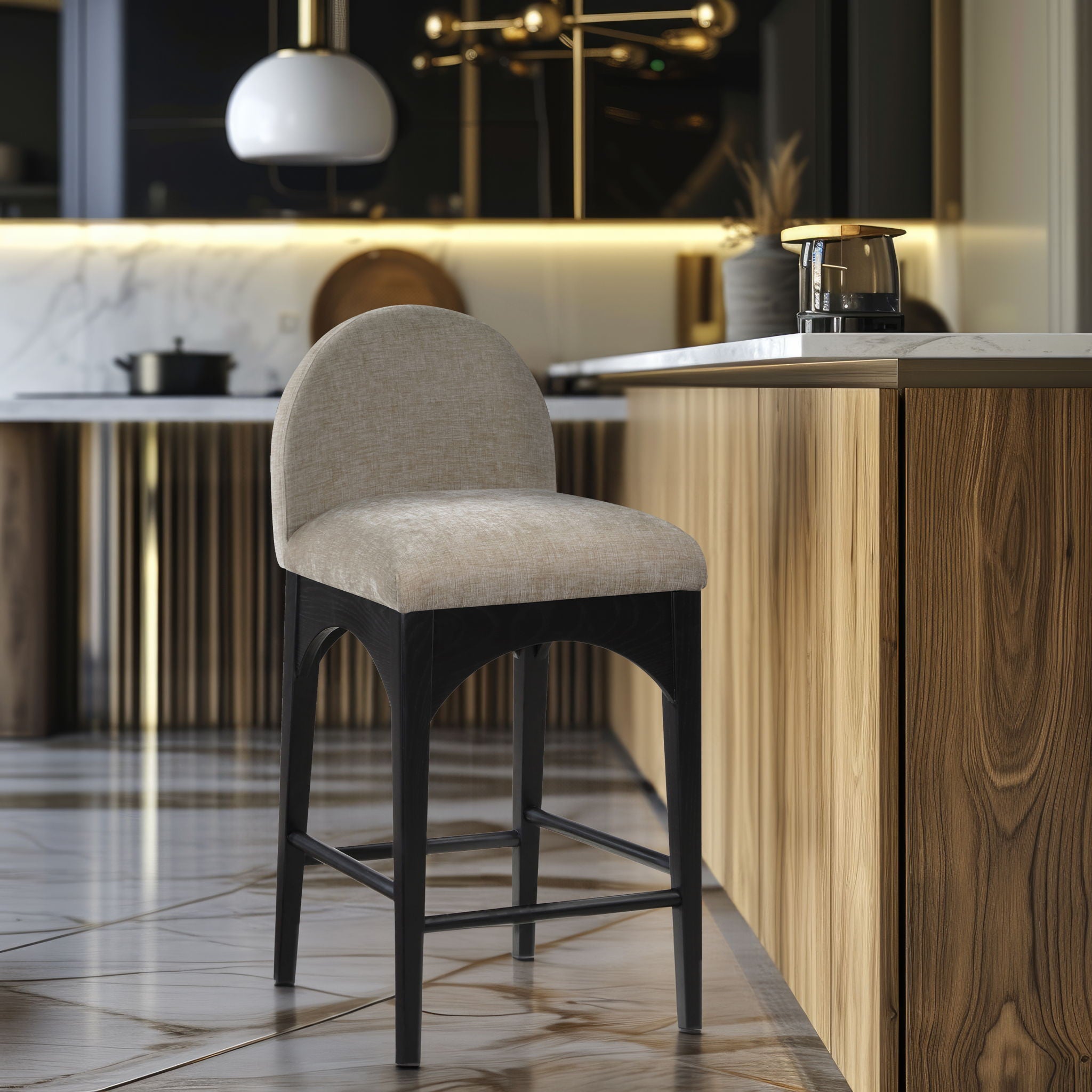 Waldorf - Chenille Stool With Black Legs - Urban Living Furniture (Los Angeles, CA)