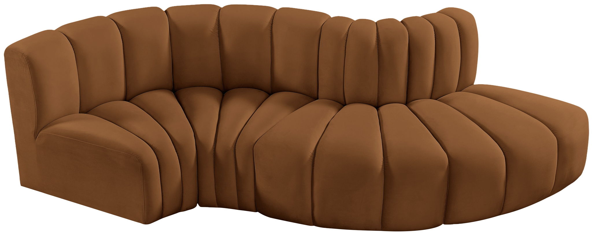 Arc - Velvet 4 Piece L-Shaped Modular Sofa - Saddle