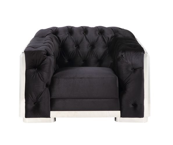 Pyroden - Chair - Black Velvet & Chrome Finish - Urban Living Furniture (Los Angeles, CA)