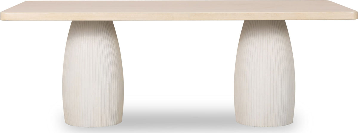 Zinnia - Plaster Base Wood Top Dining Table - White Sand And Ivory