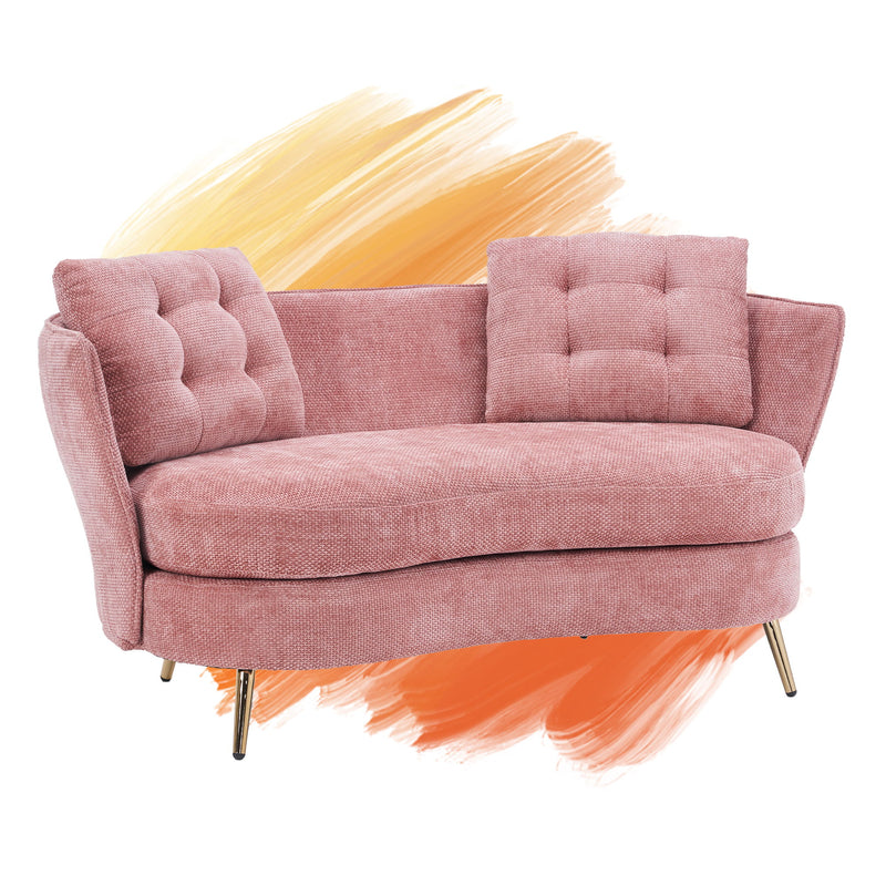 Loveseat Sofa, Upholstered Couch With Metal Legs