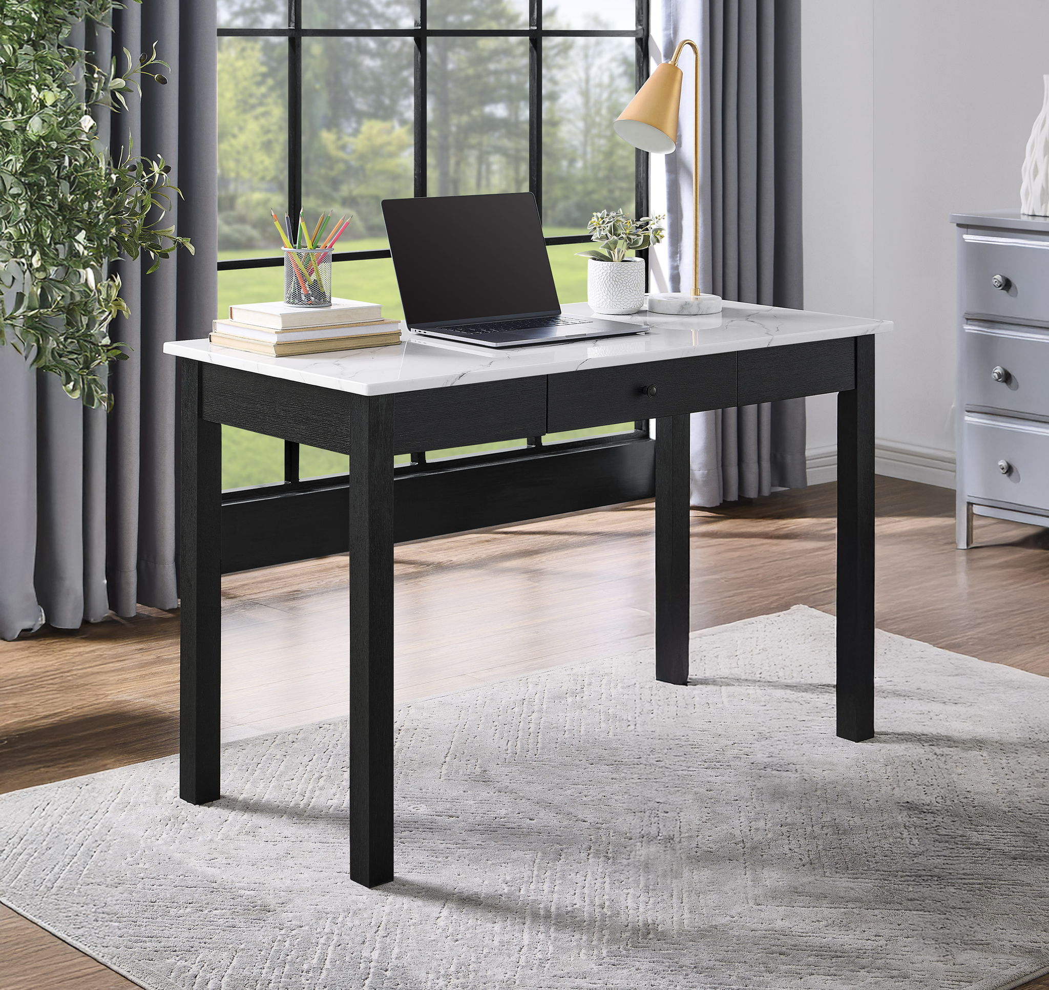 Rylee - Faux Marble Desk - Black / White - Urban Living Furniture (Los Angeles, CA)