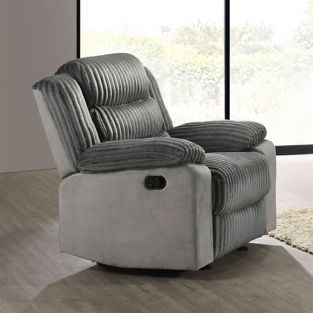 Lesley - Motion Glider Recliner - Gray Corduroy & Velvet - Urban Living Furniture (Los Angeles, CA)