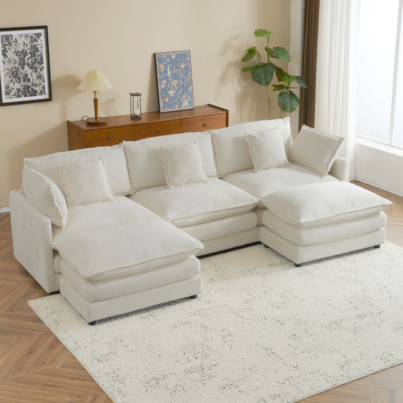 Modern Modular Sectional Sofa With Side Storage Pockets For Living Room