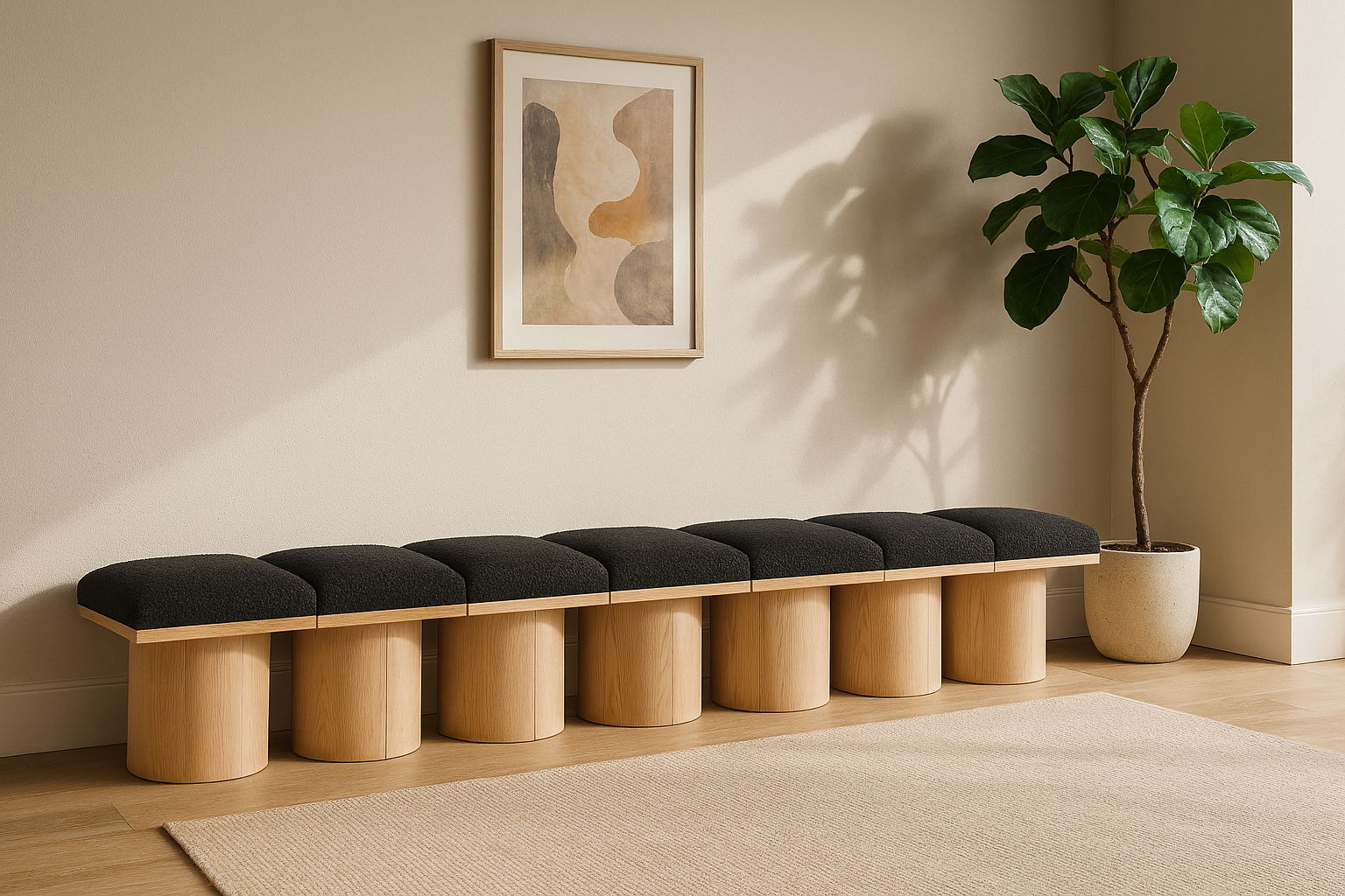 Pavilion - 7 Piece Modular Bench With Natural Base