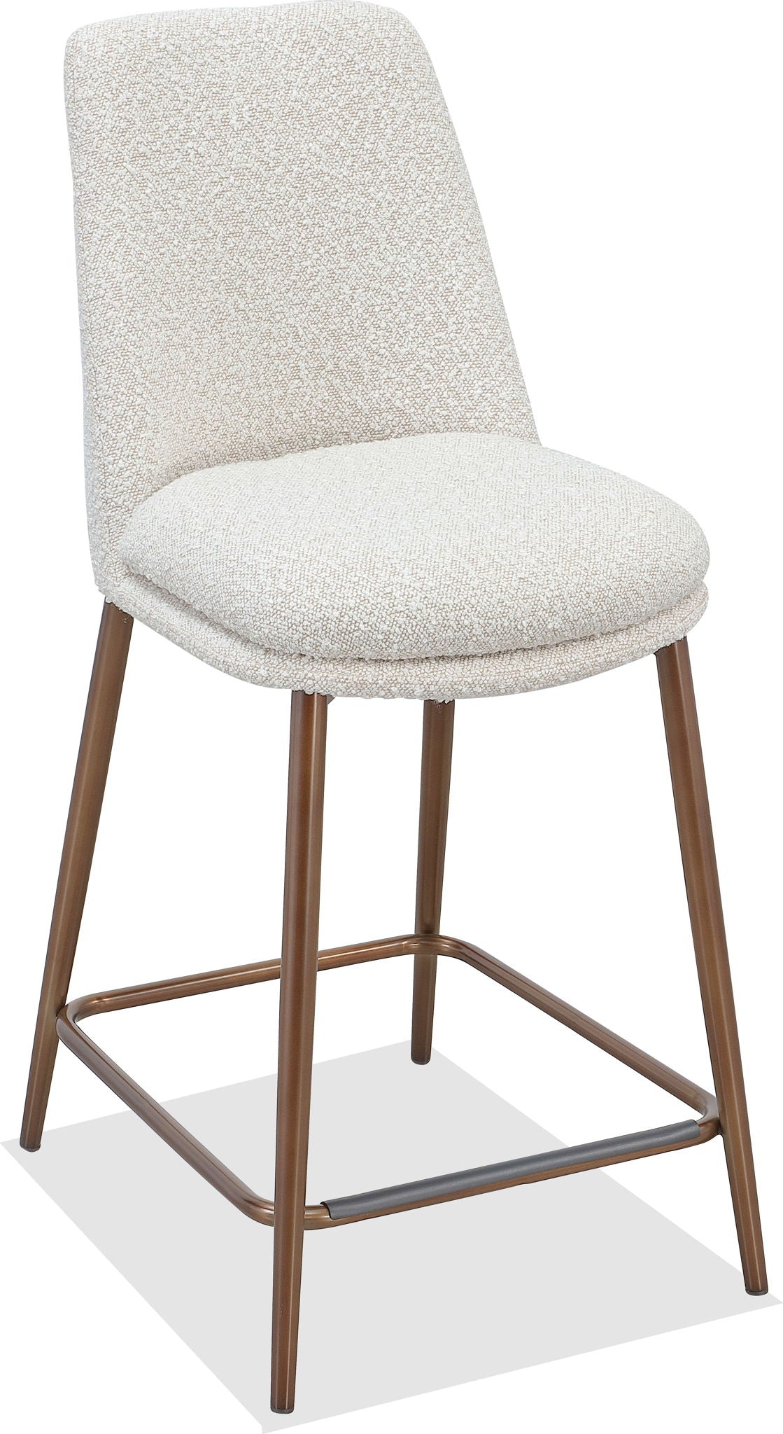 Crossroads 2.0 - Wyatt Upholstered Counter Stool (Set of 2) - Ricotta Boucle And Bronze Metal