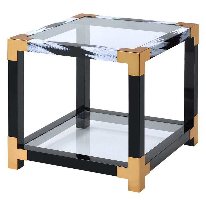 Lafty - End Table - White Brushed & Clear Glass - Urban Living Furniture (Los Angeles, CA)