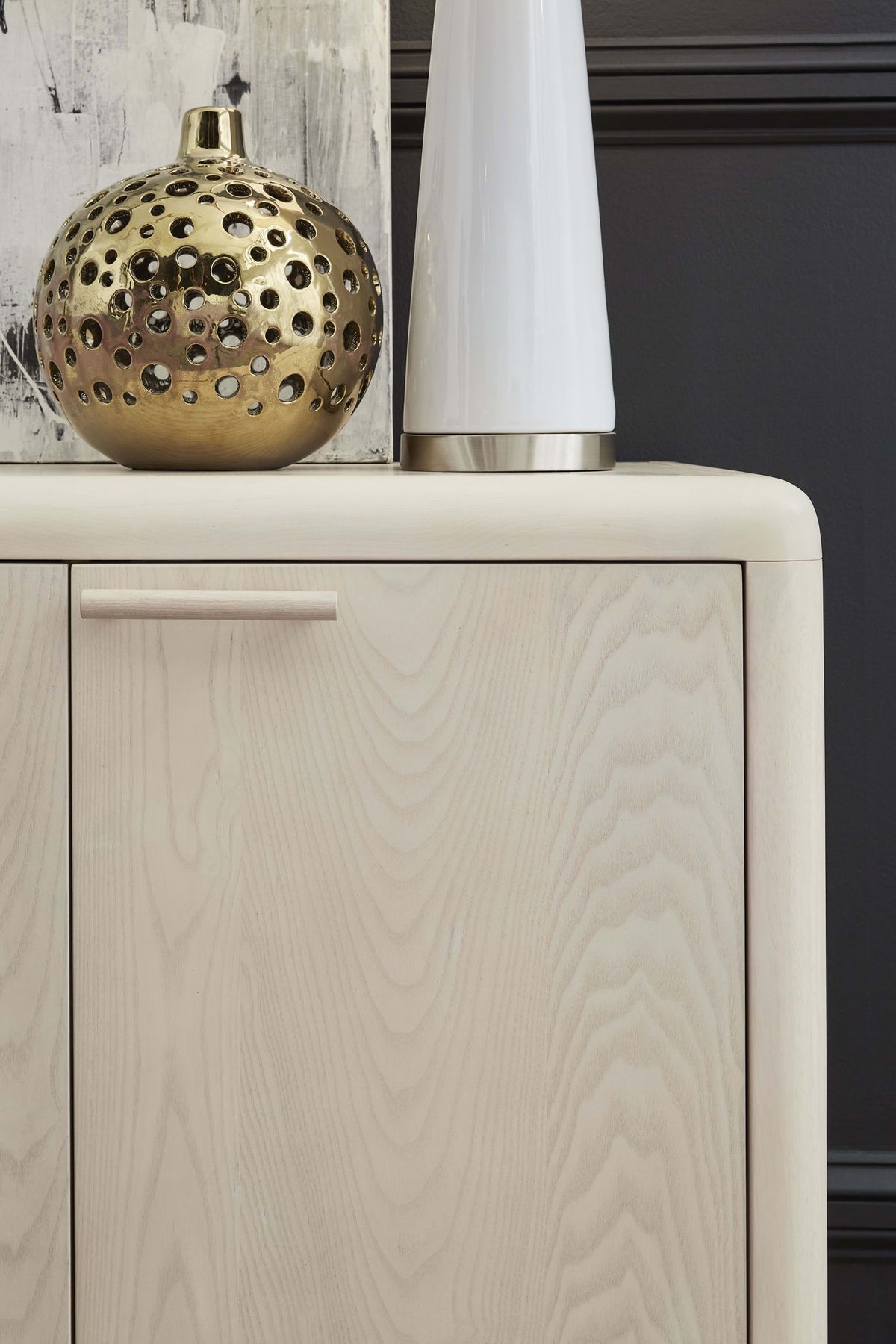 Liv - Four Door Ash Wood Sideboard - White Sand