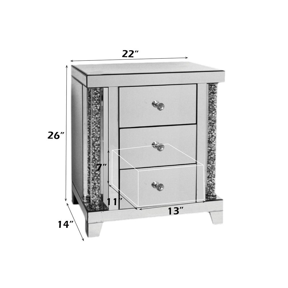 Noralie - 22" X 14" Accent Table - Mirrored & Faux Diamonds - Urban Living Furniture (Los Angeles, CA)