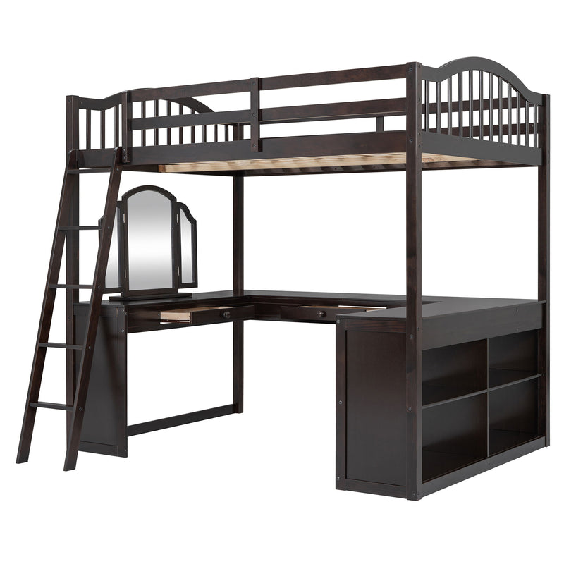 Loft Bed With Drawers, Cabinet, Shelves With Desk